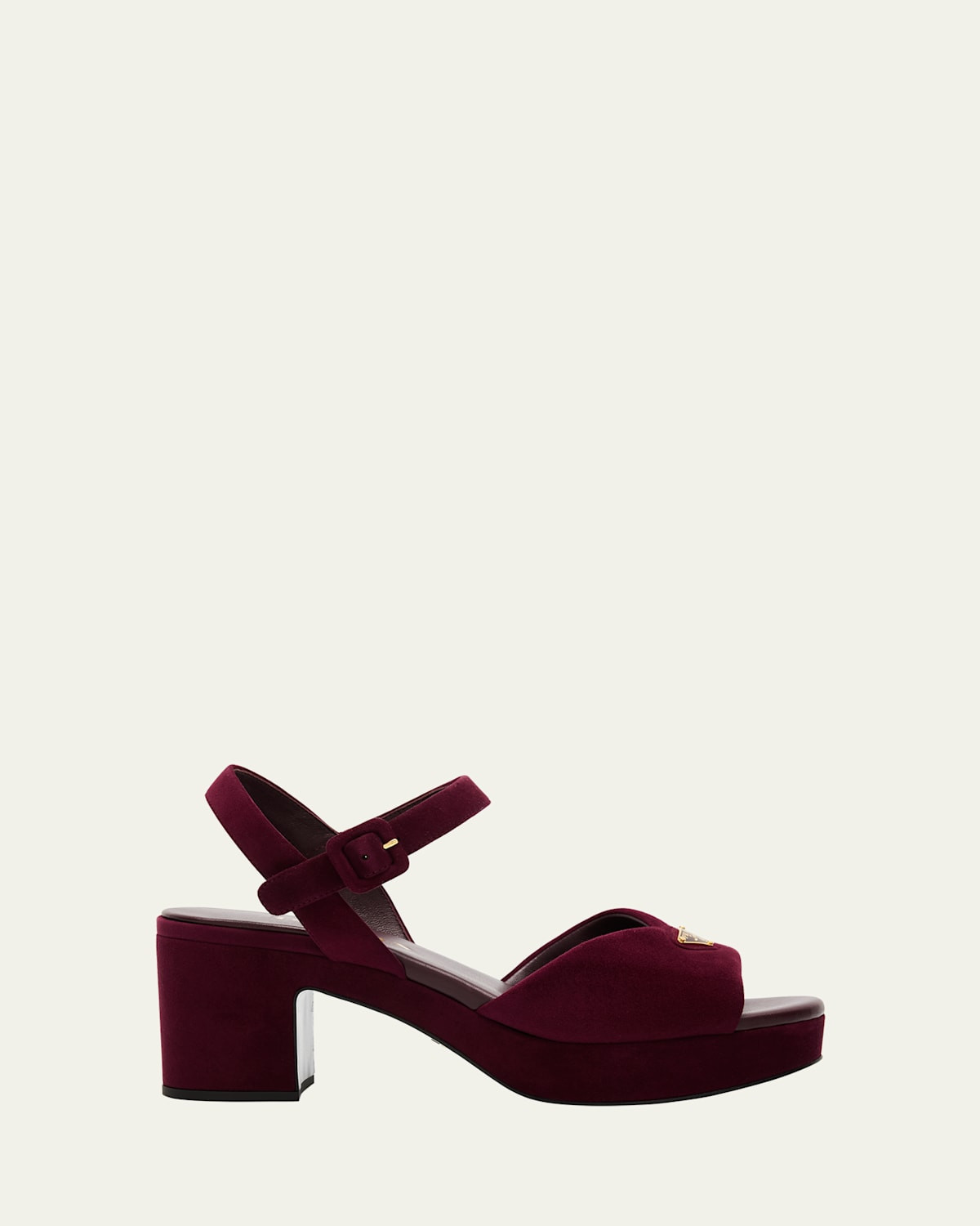 Suede Triangle Logo Platform Sandals | Bergdorf Goodman