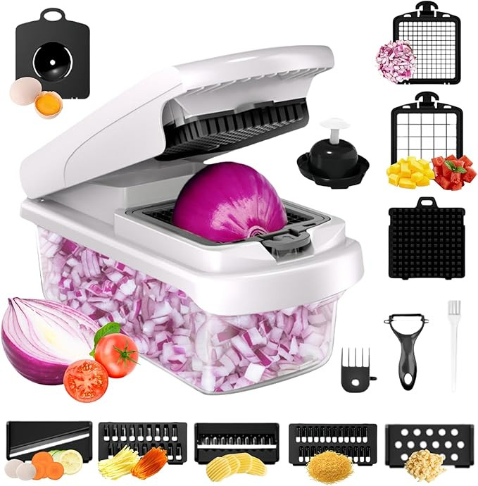 Effortless Meal Prep,All in one Vegetable Chopper with Container,Onion Dicer,Mandoline Slicer & C... | Amazon (US)