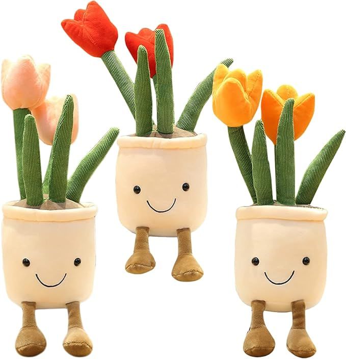 3pcs Tulip Plush Toy, Cute Tulip Plushies, Stuffed Potted Plants Plush Doll, Soft Plush Succulent... | Amazon (US)