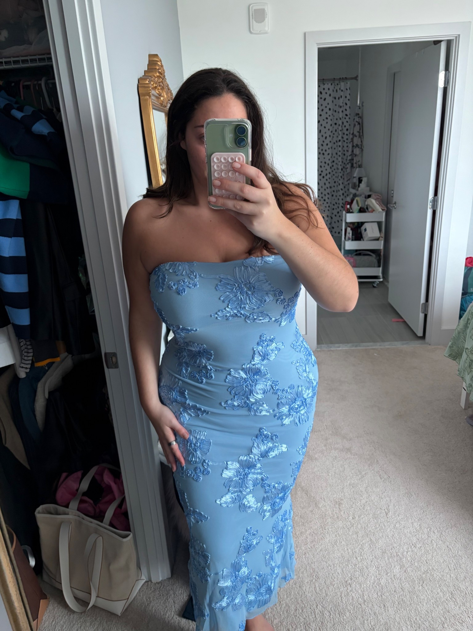 Body con midi dress with 3d floral details 


#LTKTall #LTKWedding #LTKMidsize