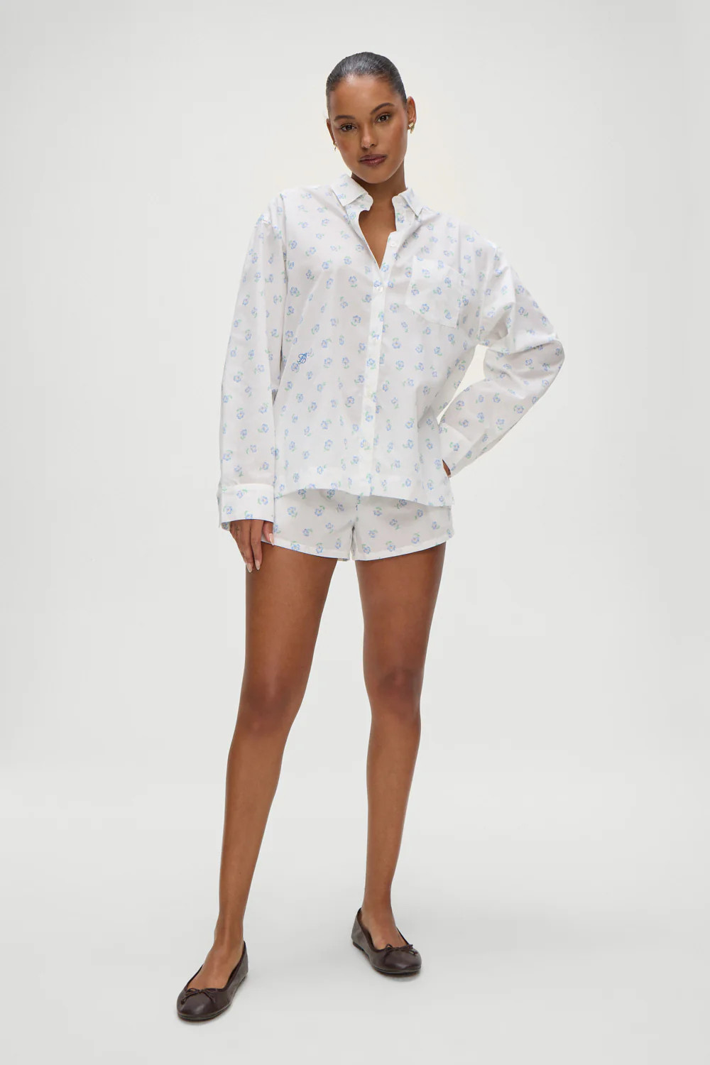 Farmhouse Boxer Sleep Shorts - Periwinkle | Frankies Bikinis