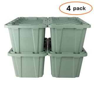 27 Gal. Tough Storage Tote in Versatile Green (4-Pack) | The Home Depot