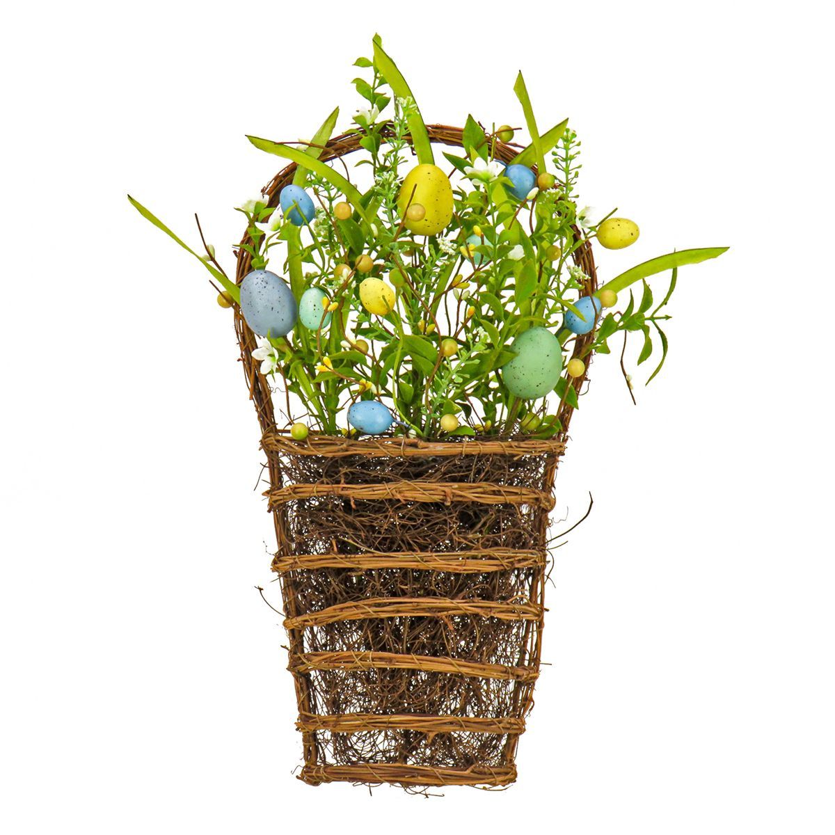 18" Artificial Spring Flowers and Eggs Wall Basket - National Tree Company | Target