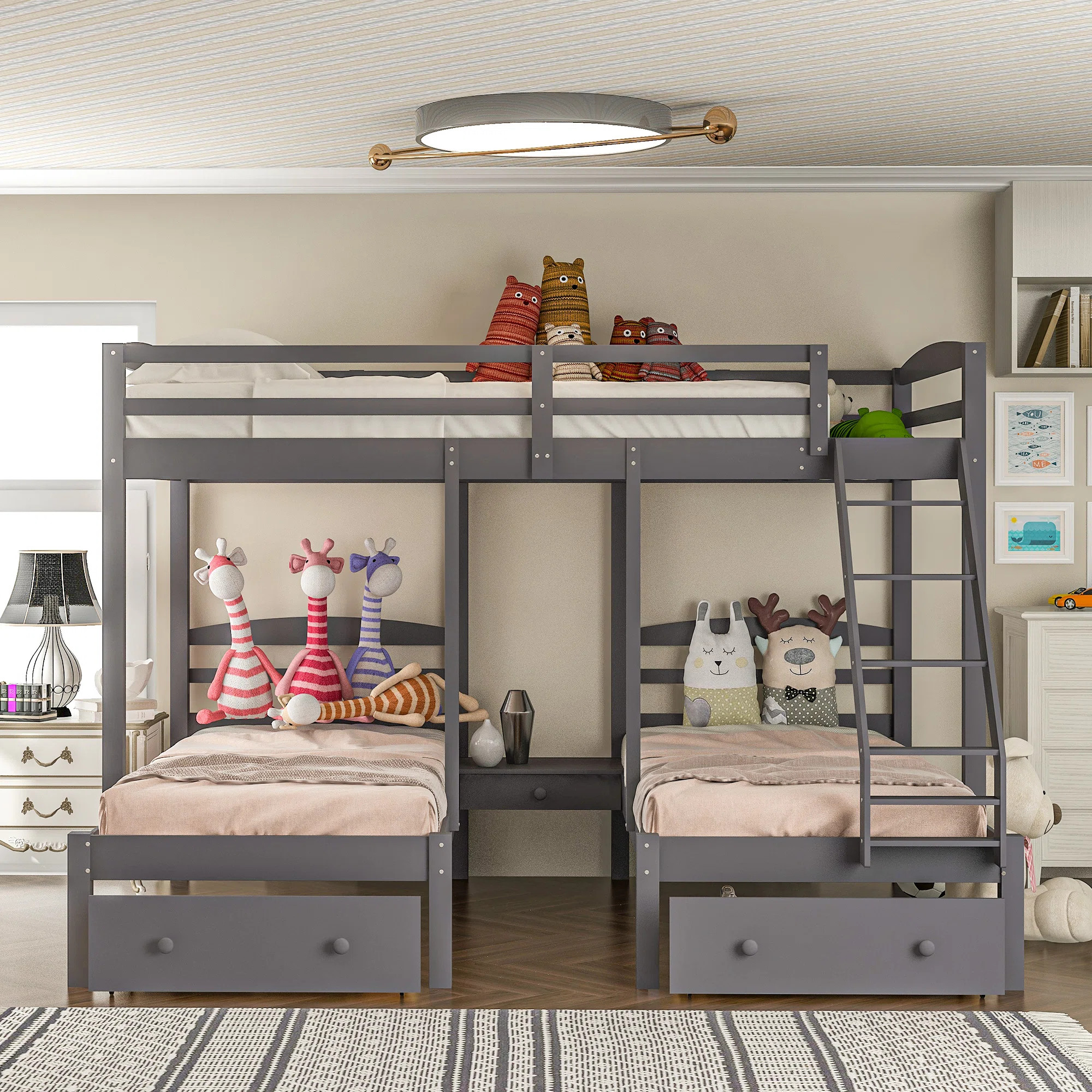 Farm on table Full Over Twin & Twin Bunk Bed, Triple Bunk Bed With Drawers | Wayfair | Wayfair North America