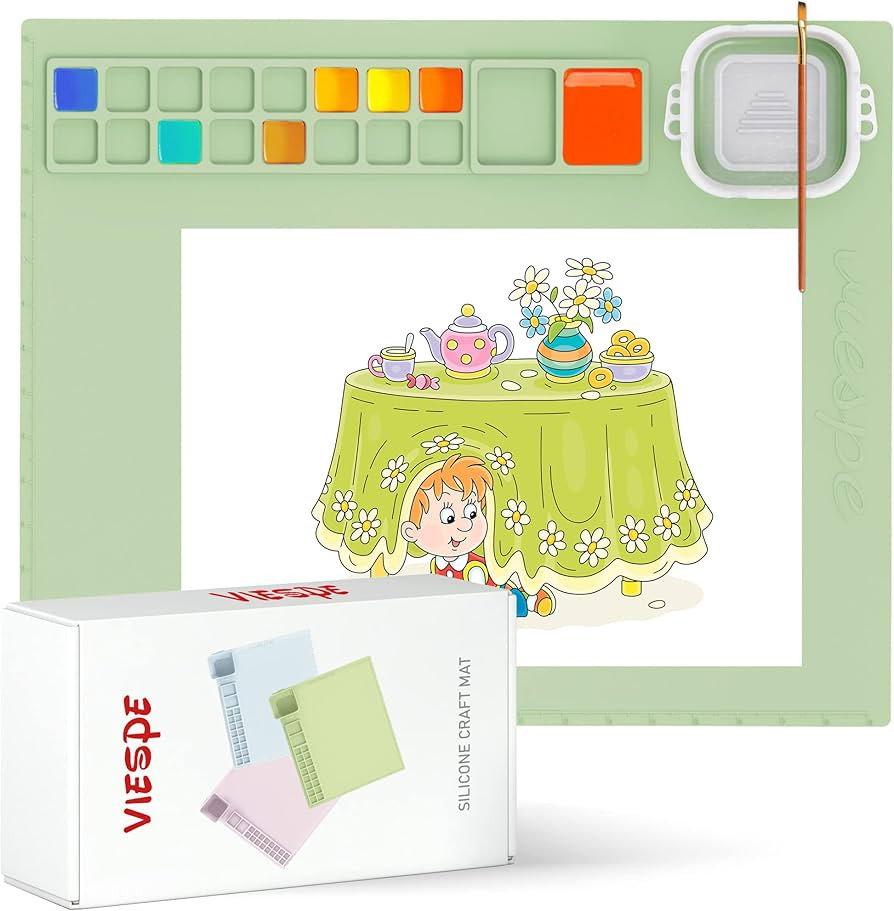 Silicone Painting Mat, Silicone Craft Mat with Cup 20"X17" Silicone Art Mat with 16 Color Divider... | Amazon (US)