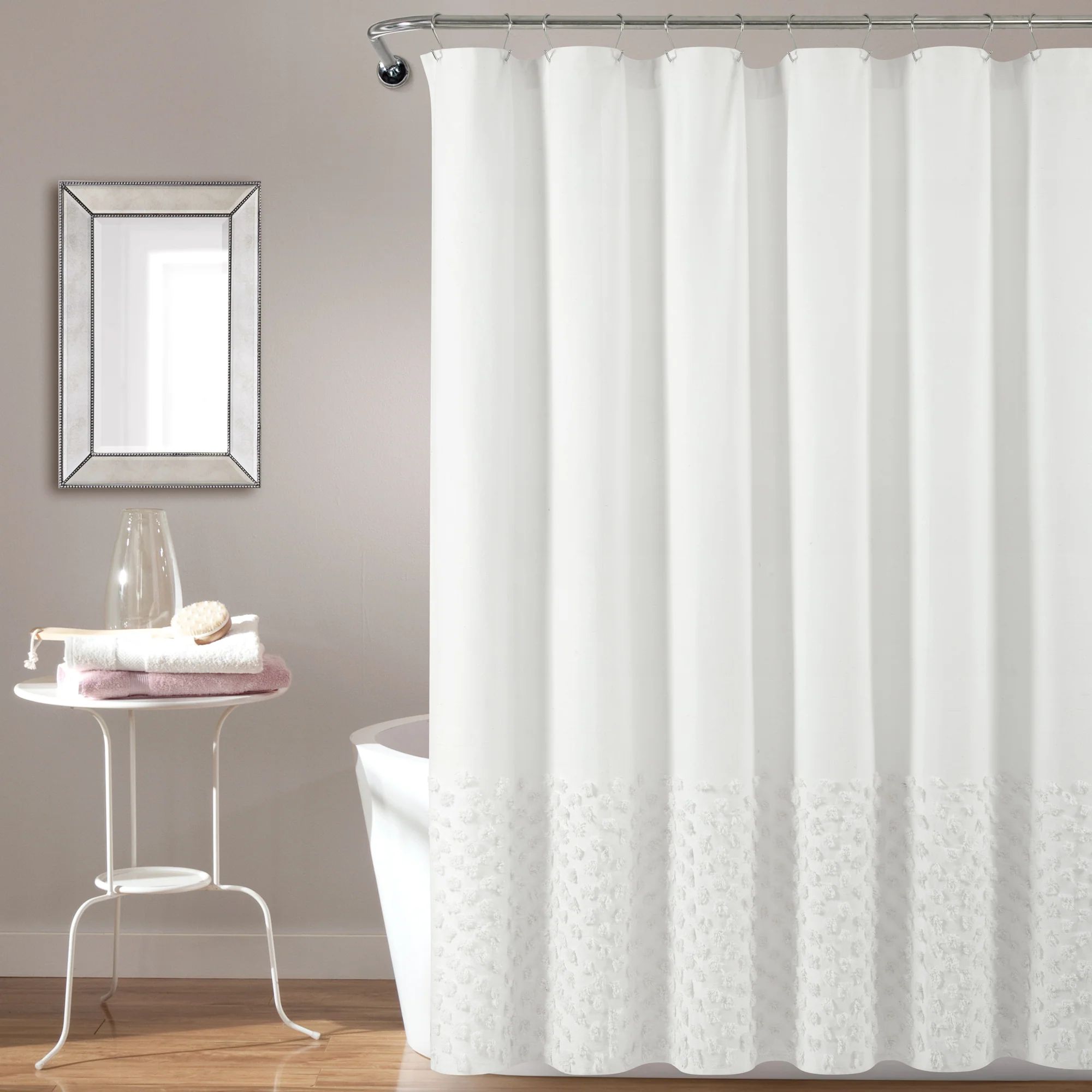 Boho Polka Dot Yarn Dyed Recycled Cotton Shower Curtain | Lush Decor