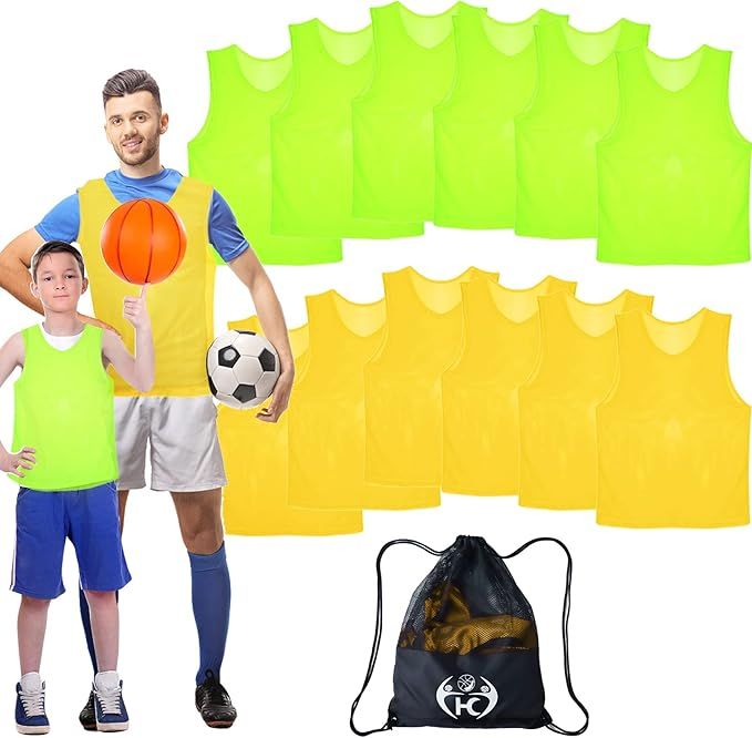 Perzomido Nylon Mesh Scrimmage Team Sports Pinnies Jerseys for Adult Youth Children | Amazon (US)
