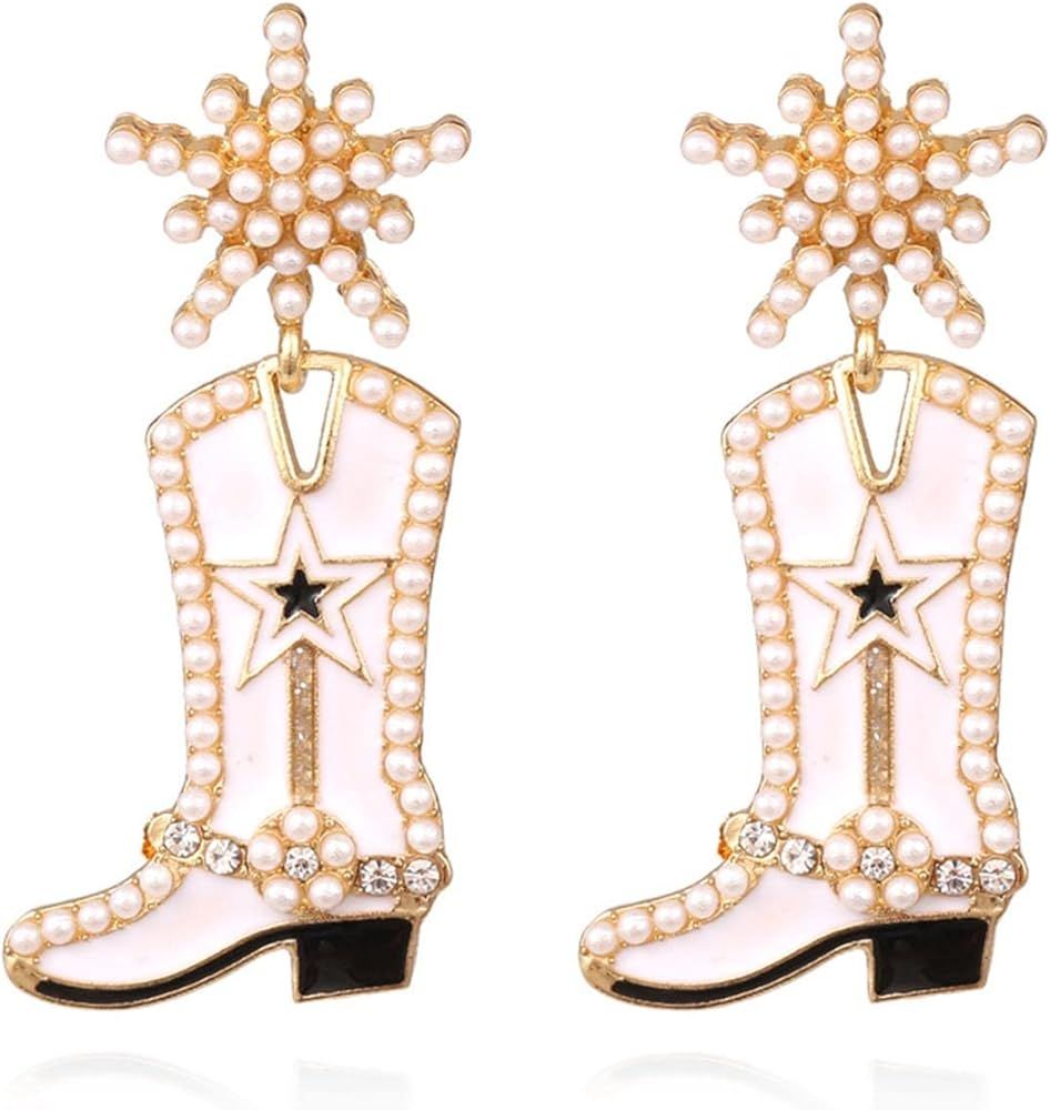 Rhinestone Cowgirl Boot Earrings Beaded Cowboy Boot Earrings Western Country Y2K Dangle Earrings ... | Amazon (US)