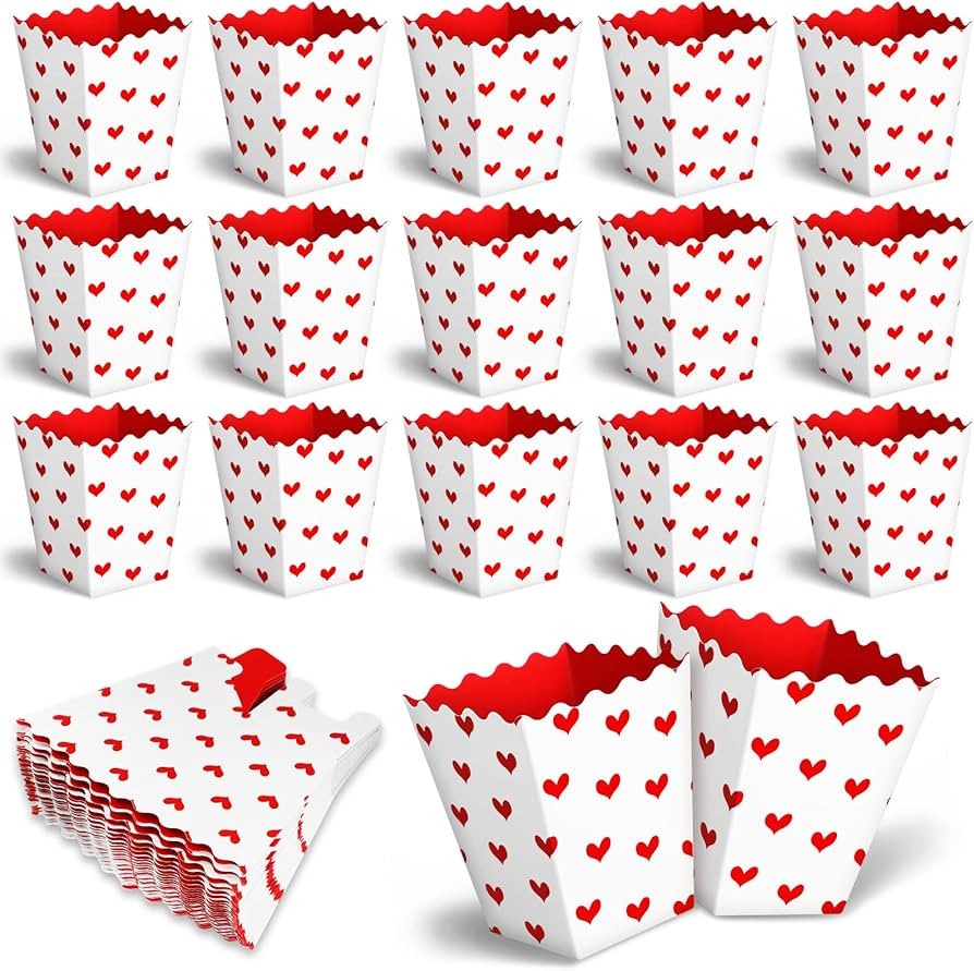 Valentine's Day Conversation Hearts Treat Candy Boxes Valentine's Day Popcorn Boxes Heart Print D... | Amazon (US)