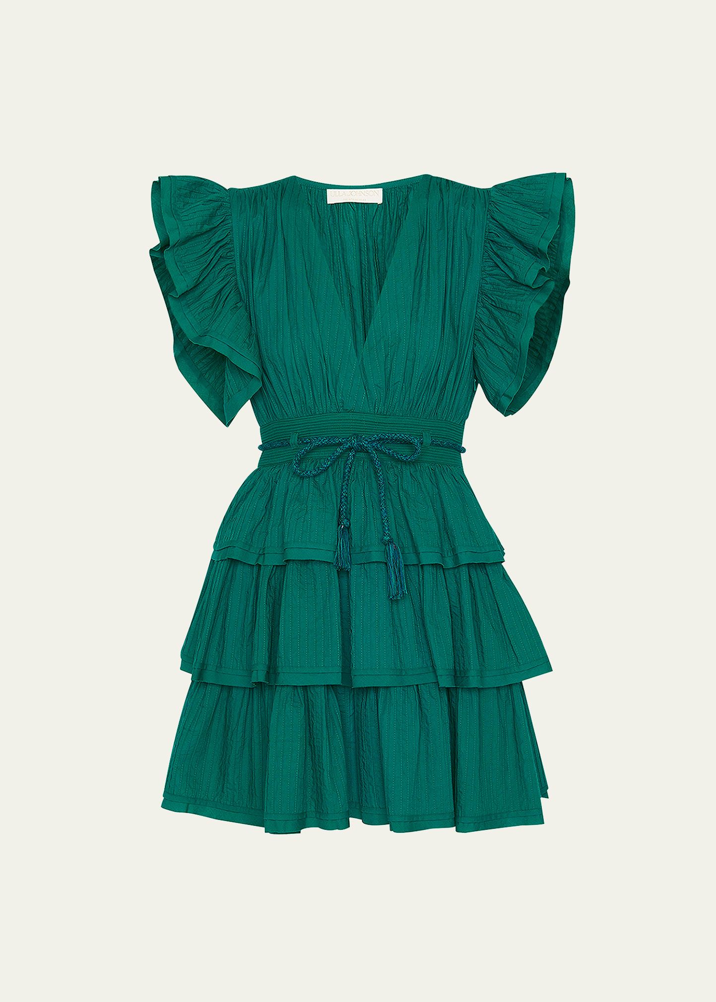 Camilla Pintuck Poplin Mini Ruffle Dress | Bergdorf Goodman
