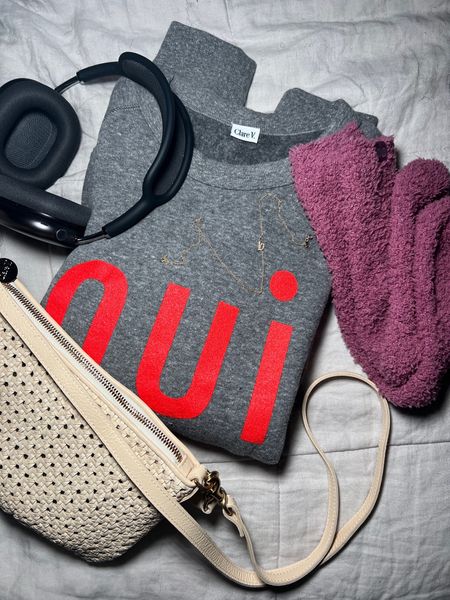 Valentine’s Day gift ideas that I own and love! The Clare V crew neck sweatshirt is so soft and the alo yoga fuzzy socks in their newest limited edition mulberry color is are a cozy must 

#LTKSeasonal #LTKMostLoved #LTKGiftGuide