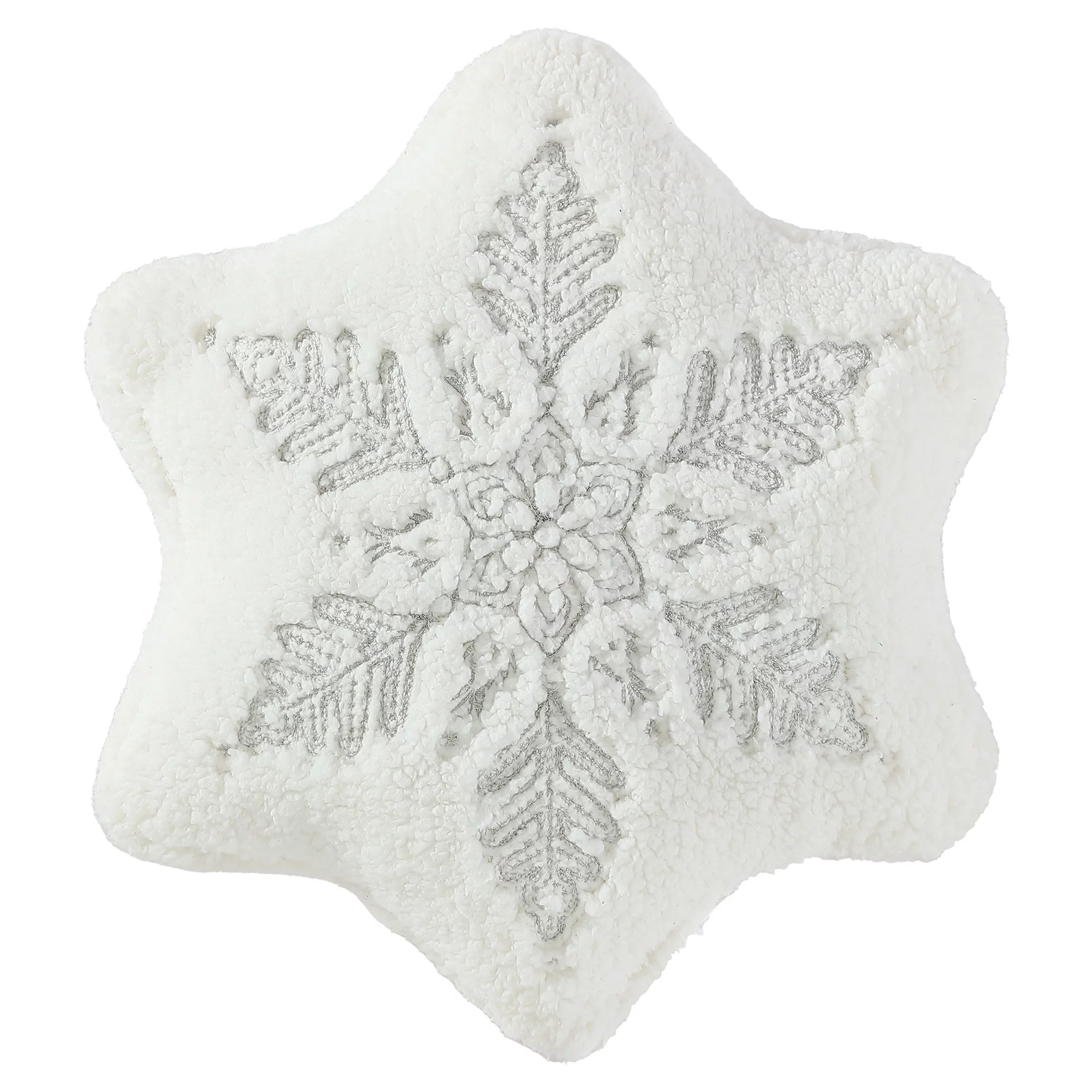 Mainstays, Snowflake Shape Decorative Throw Pillow, Ivory, 16" X 16", 1 Pack | Walmart (US)