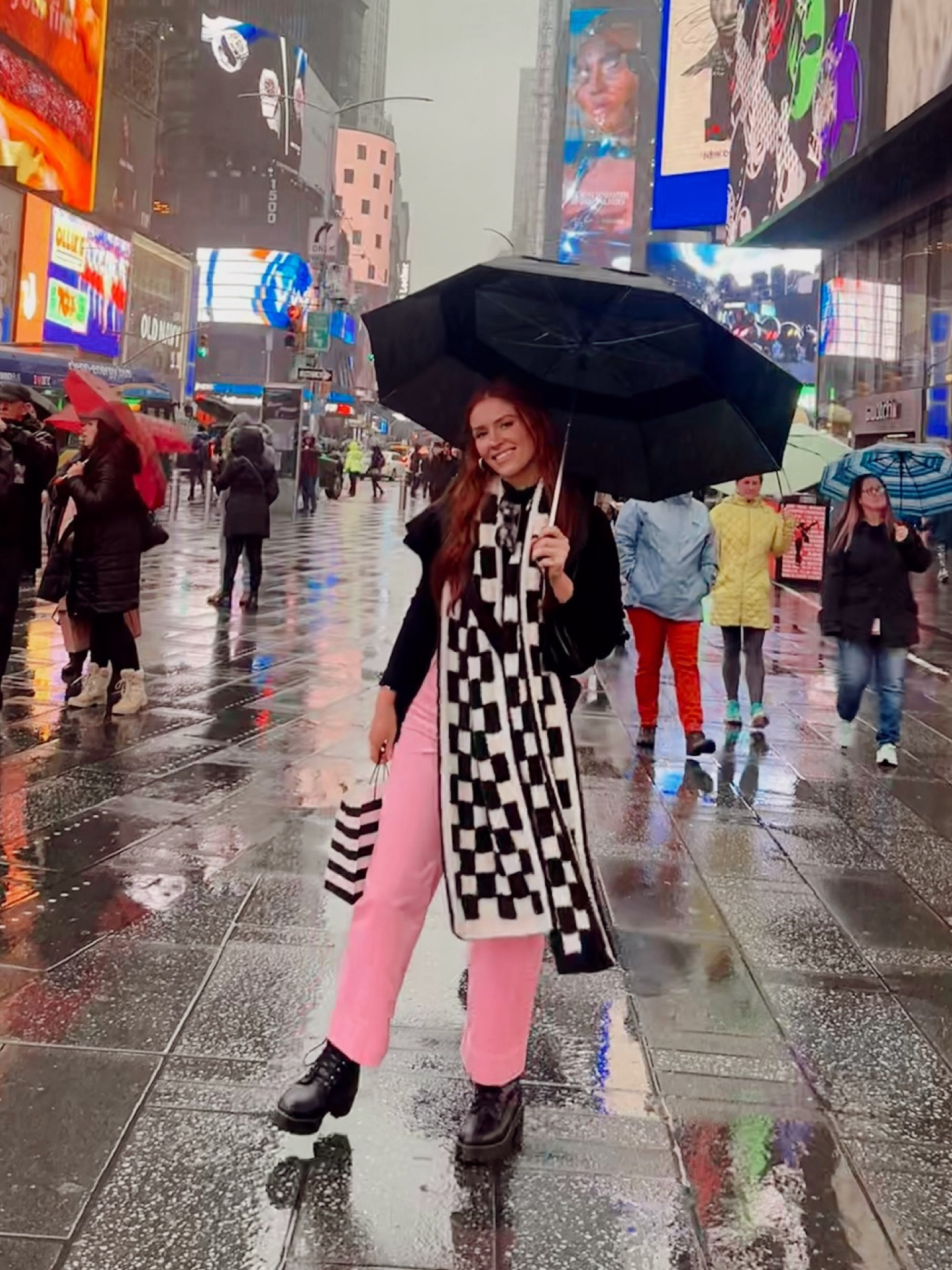 rainy NYC OOTD 🤍🎀 love this checkered scarf. Got mine at my local TJ Maxx but linking similar options 

#LTKstyletip #LTKGiftGuide #LTKSeasonal