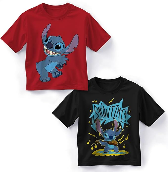 Disney Lilo & Stitch Boys 2-Pack Short Sleeve Crewneck Graphic T-Shirt Bundle, 2-Piece Set for Ki... | Amazon (US)