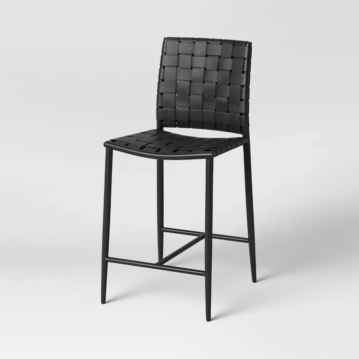 Wellfleet Woven Faux Leather Metal Base Counter Height Barstool - Project 62™ | Target