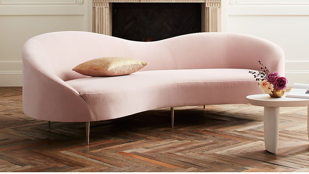 Curvo Pink Velvet Sofa + Reviews | CB2 | CB2