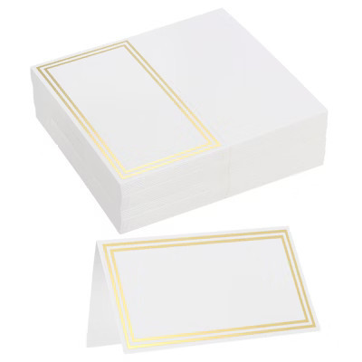 Unique Bargains Gold Foil Border Printable Table Setting Wedding Place Cards 40 Pcs | Target