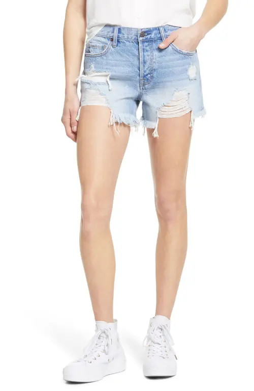 HIDDEN JEANS Destroyed Nonstretch Denim Cutoff Shorts in Light Wash at Nordstrom, Size Large | Nordstrom