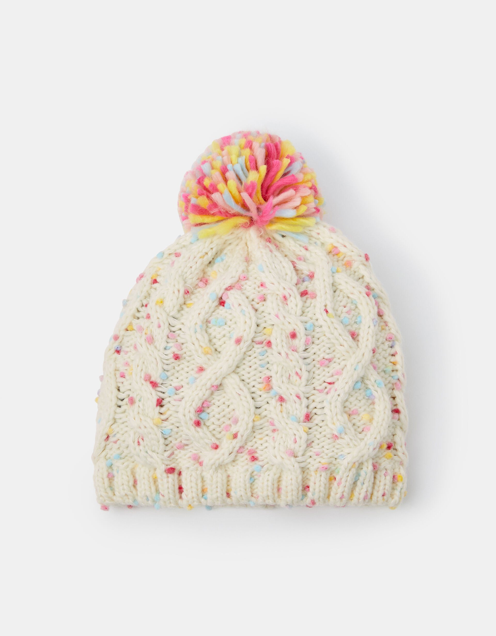 Girls Cable Knit Bobble Hat Ivory | Accessorize (Global)