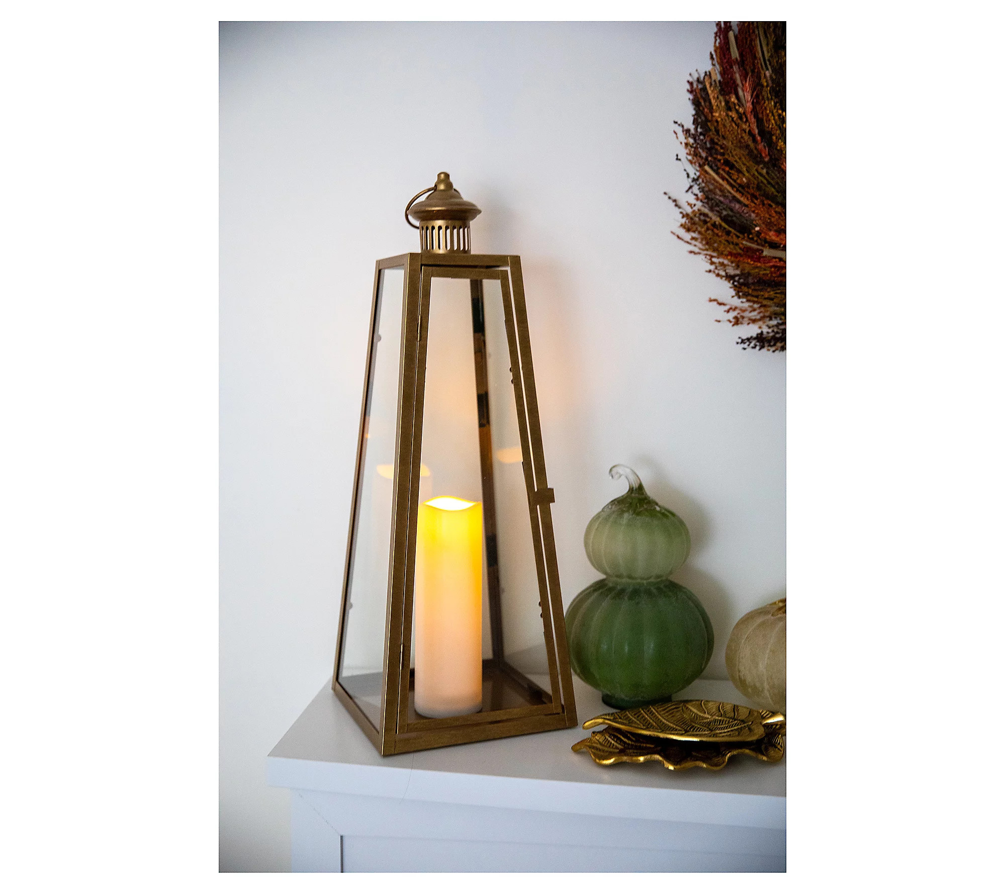 Large Metal 23.5 Lantern w/ LEDCandle & Remote | QVC