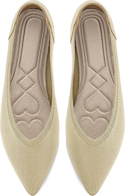 HARENCE Women's Flats Ballet Shoes: Comfortable Pointed Toe Soft Knit Flat Casual Slip On Work Dr... | Amazon (US)