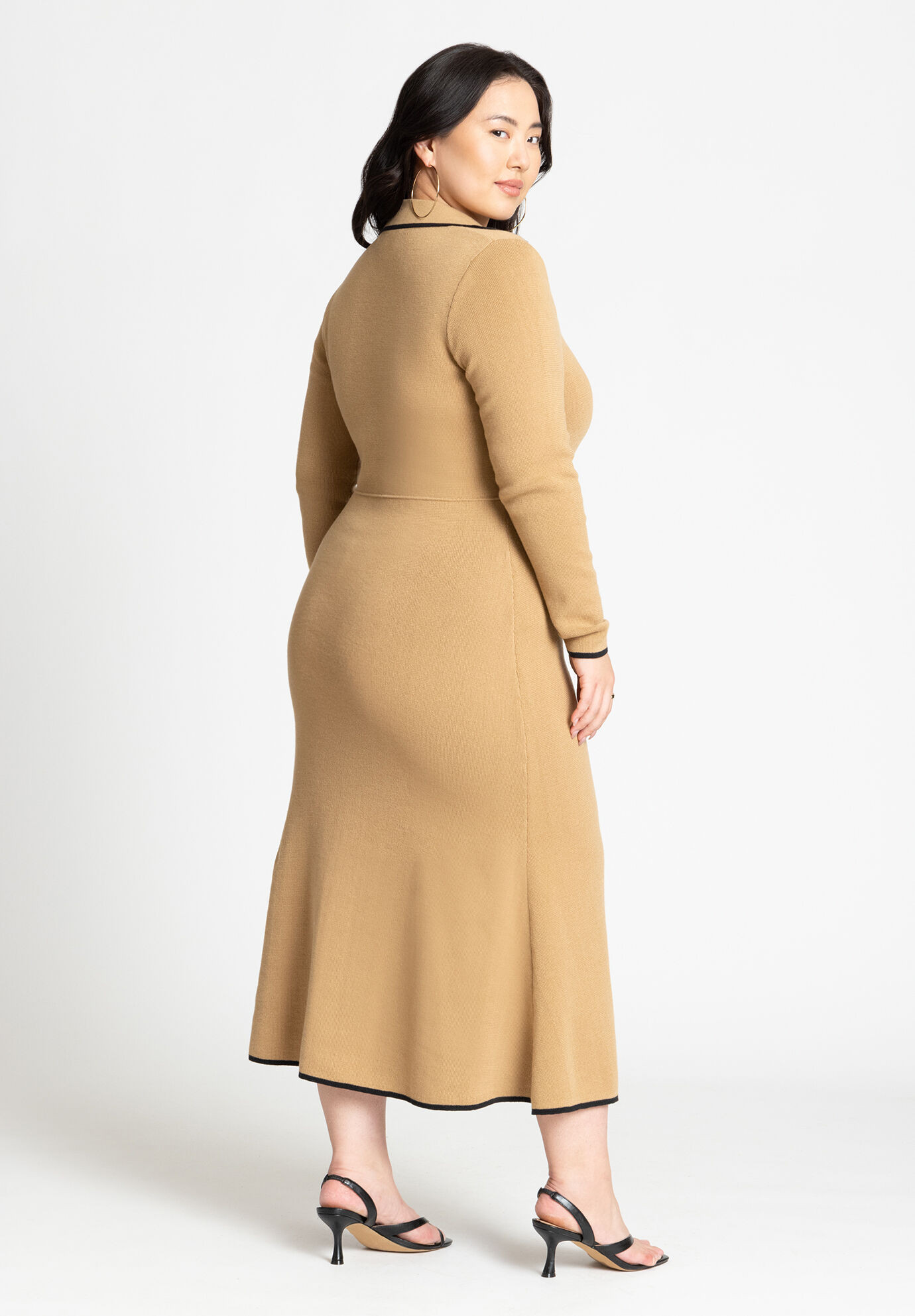 Ribbed Sweater Dress With Collar | Eloquii