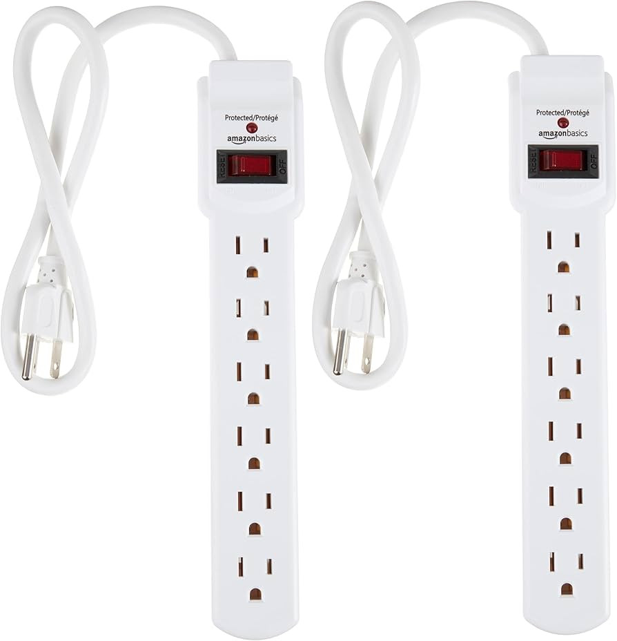 Amazon Basics Surge Protector Power Strip, 6-Outlet with 200J Protection, 2ft Extension Cord, Rec... | Amazon (US)