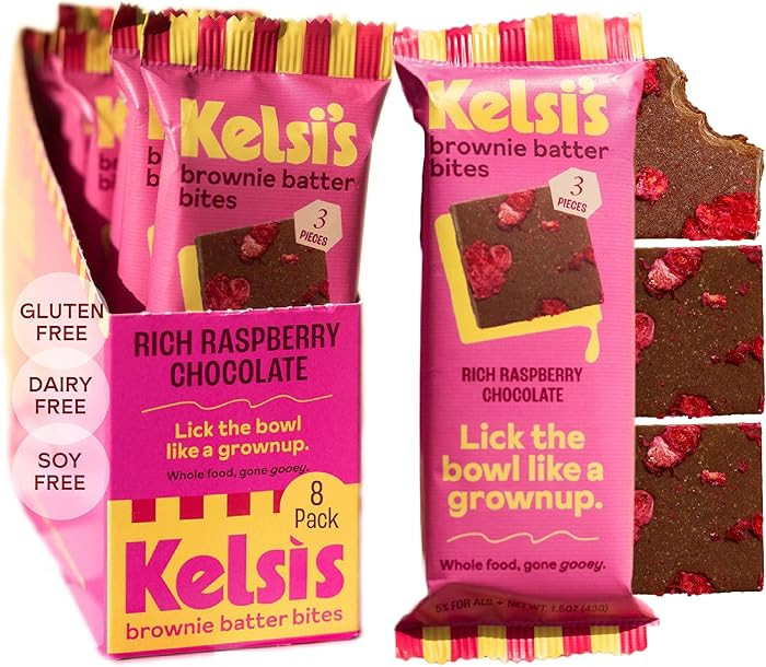 Kelsi's Rich Raspberry Chocolate Brownie Batter Bites, 8 Pack - Whole Ingredients, Healthy Browni... | Amazon (US)