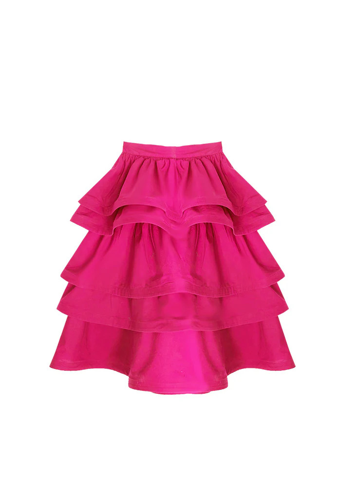 MIDI Teagan Skirt - Hot Pink Cotton Sateen | Shop BURU