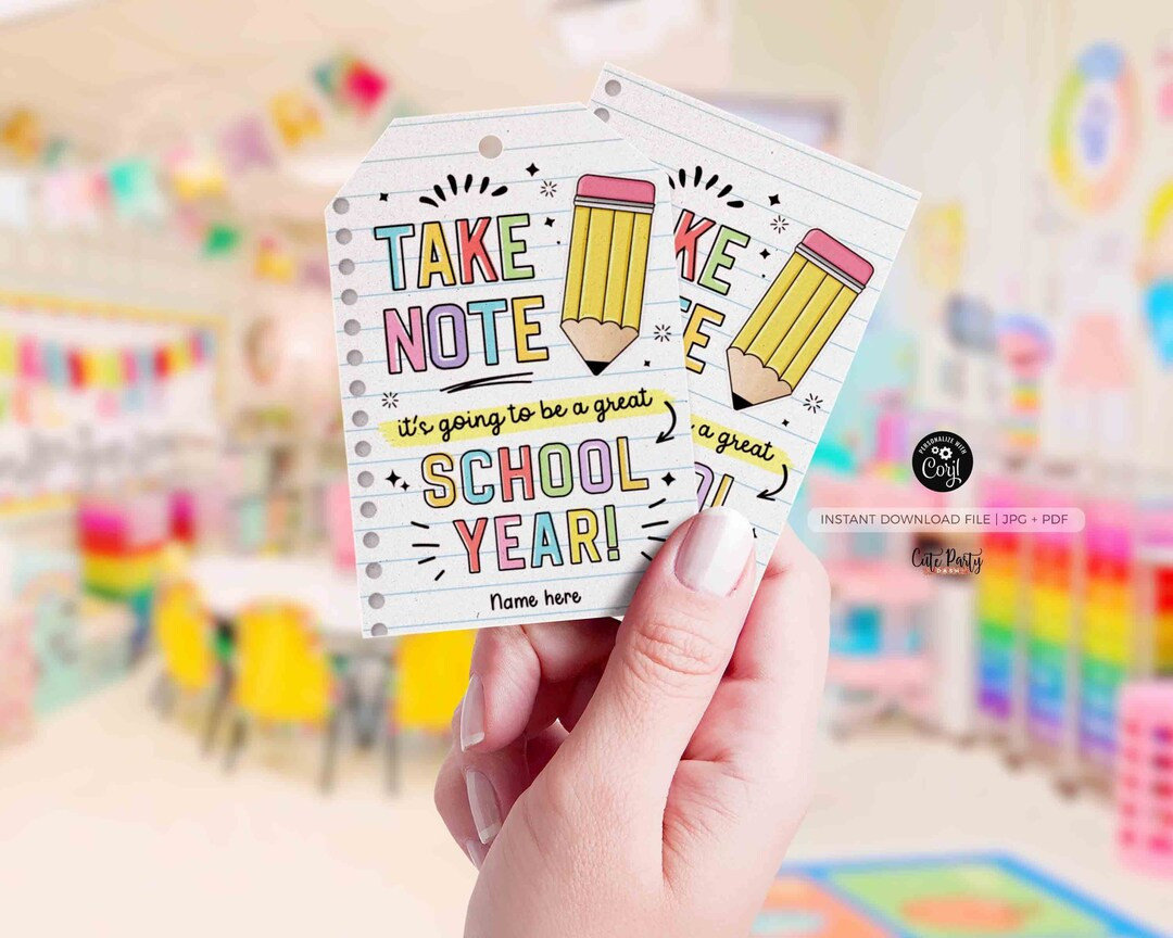 Back to School Gift Tags Take Note Editable Pen Marker Gift - Etsy | Etsy (US)