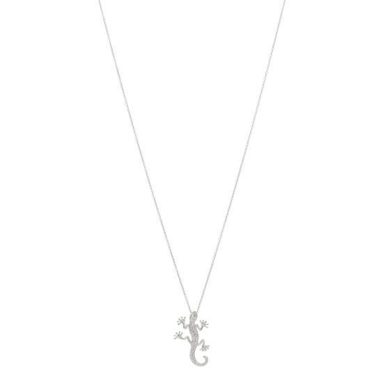 18K White Gold Diamond Tiny Treasures Gecko Pendant Necklace | FASHIONPHILE (US)