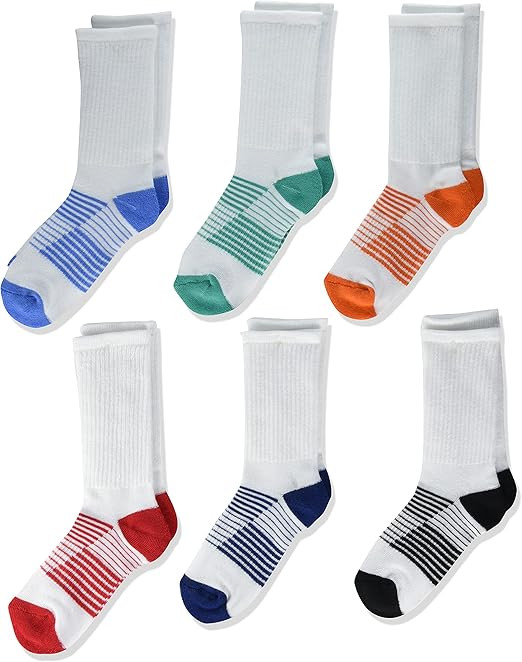 Amazon Essentials Unisex Kids' Cushioned Athletic Crew Socks, 6 Pairs | Amazon (US)