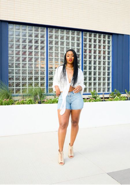 Shorts and white top