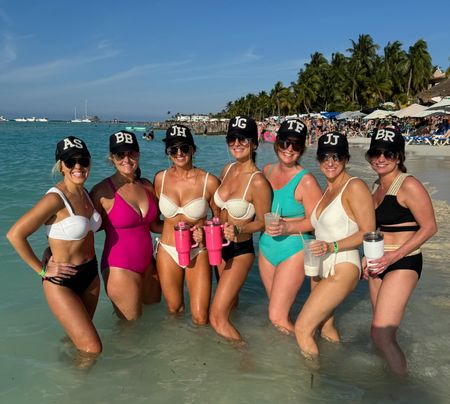 Pearl initial hats | trucker hat | beach vacation | bikini | swimsuits | beach style 
Code jena10 for the hat! 

#LTKswim #LTKstyletip