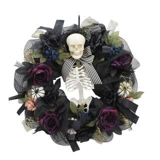 22" Whimsical Skeleton & Pumpkin Wreath by Ashland® | Michaels Stores