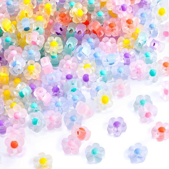PAGOW 182Pcs Transparent Flower Beads, Mix Candy Colors Flower Bead Used for DIY Jewelry Findings... | Amazon (US)