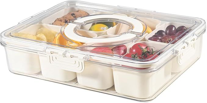 Divided Serving Tray with Lids and Handle, 8 Compartments, Snack Box Container, Food Storage Box,... | Amazon (US)