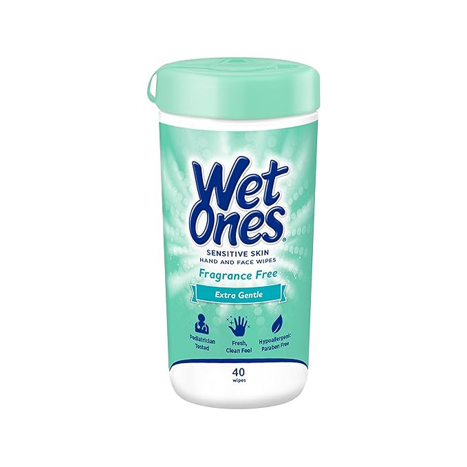 Wet Ones Hand and Face Wipes, Sensitive Skin Wipes | Unscented Wipes, Hand and Face Wipes Sensi... | Amazon (US)