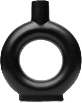 Amber Oasis Black Ceramic Circle Vase, Pampas Grass Vase, Modern Vase for Home Decor, Vase for Pa... | Amazon (US)