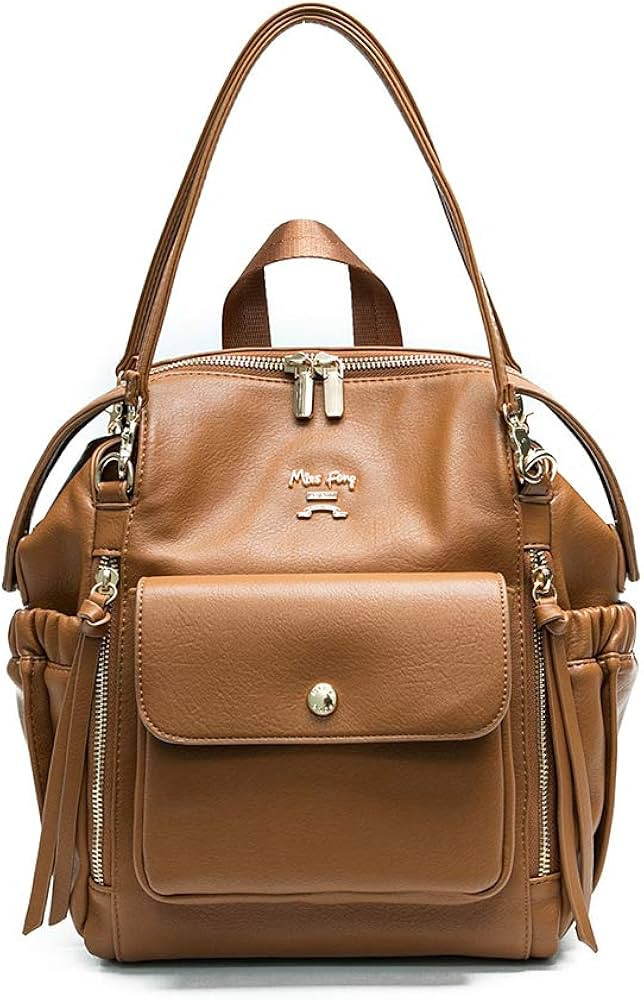 miss fong Mini Diaper Bag, Small Diaper Bag, Leather Diaper Bag Backpack with 12 Diaper Bag Organ... | Amazon (US)