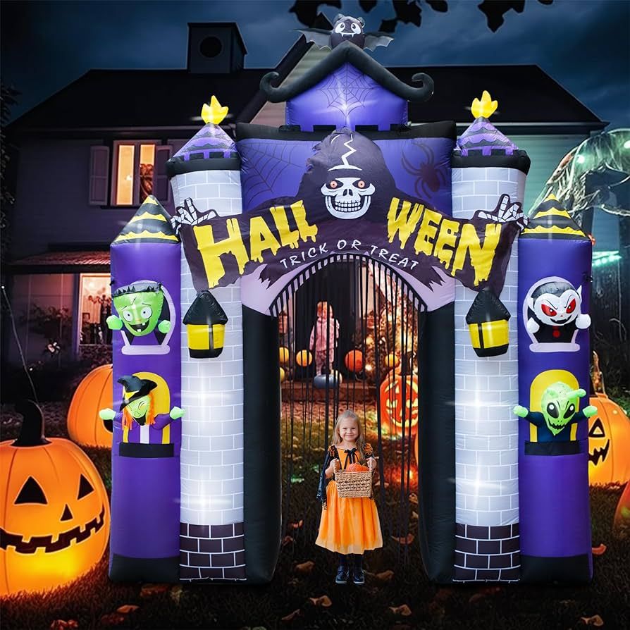 Amazon.com: Halloween Inflatables 2023 Castle 11.5FT with Door LED Lights Haunted House Archway f... | Amazon (US)