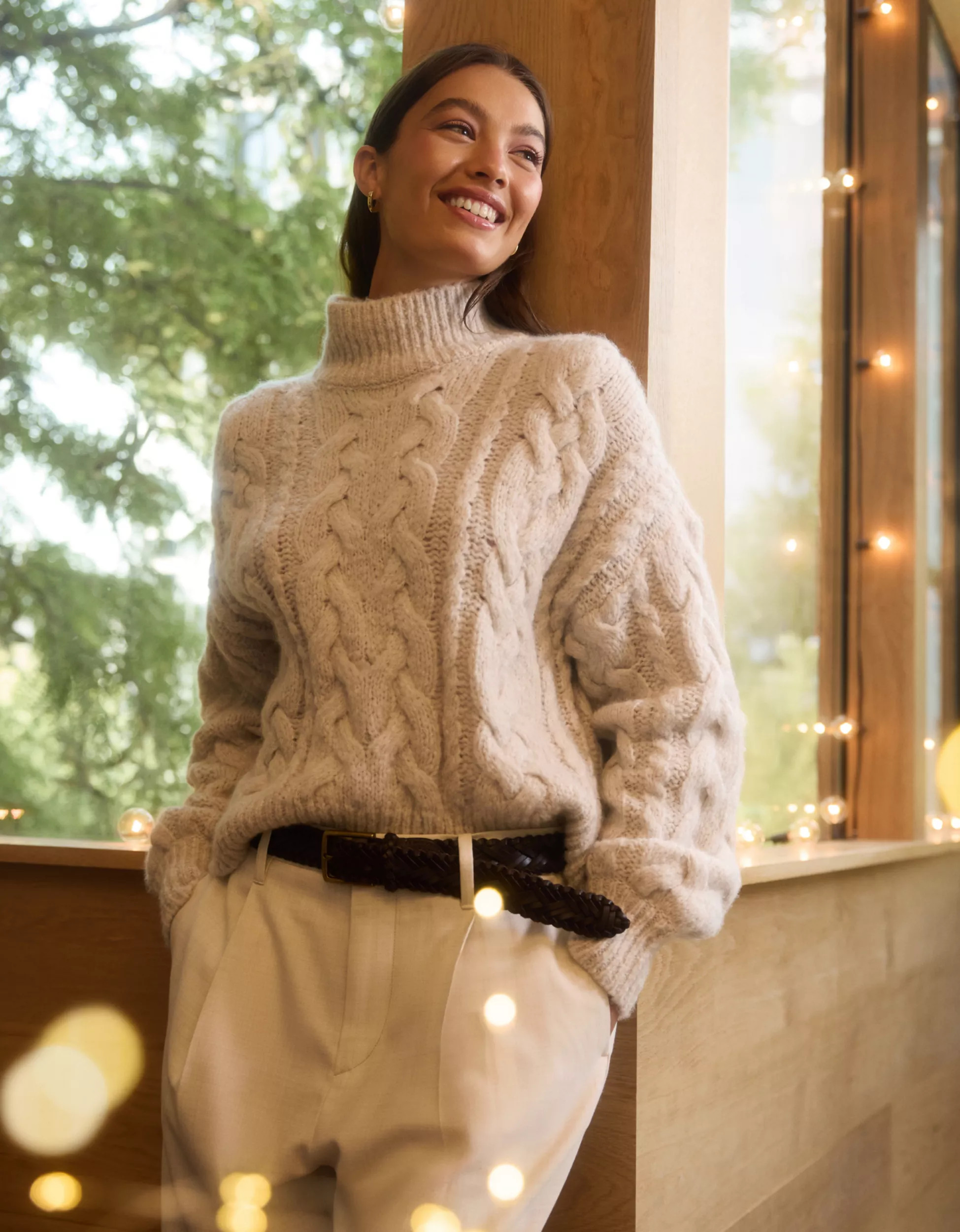 AE77 Premium Shrunken Cocoon Mock Neck Sweater | American Eagle Outfitters (US & CA)