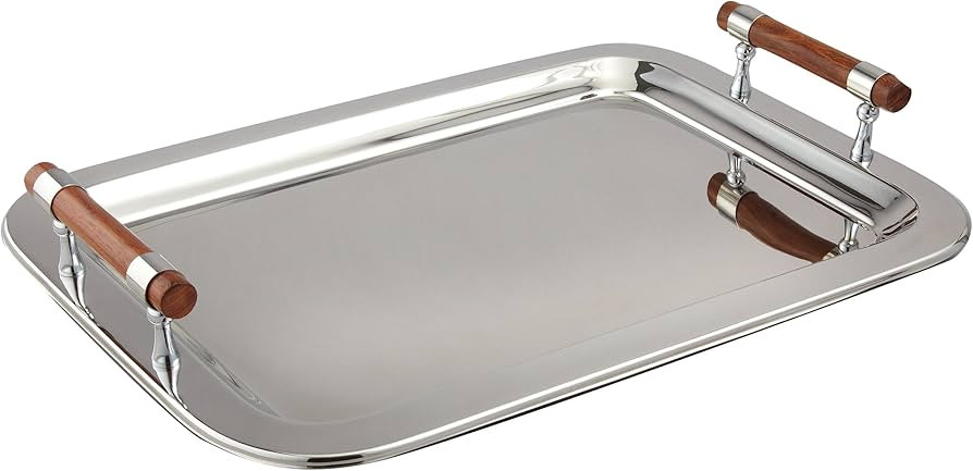 Elegance Stainless Steel Rectangular Tray, 22" x 15.5", Silver | Amazon (US)