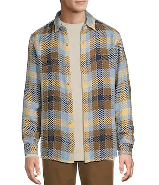 Long Sleeve Herringbone Medium Check Woven Shirt | Dillard's