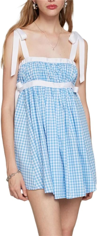 Alyweatry Women Chic Vintage Lace Cute Fairy Dress Sleeveless Spaghetti Strap Aesthetic Mini Dres... | Amazon (US)