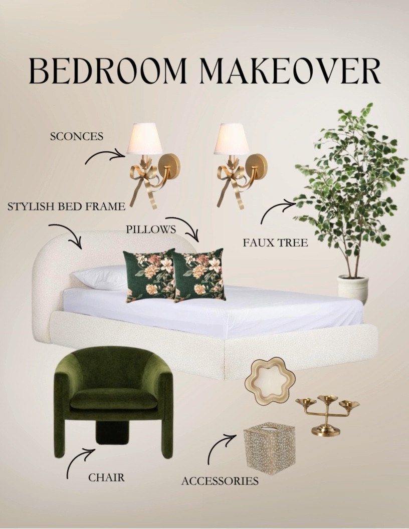 BEDROOM MAKEOVER🪴
Green is trending shop the look to add some chic Afforable finds to your bedroom this year! 

#homedecor

#LTKSeasonal #LTKsalealert #LTKMostLoved
