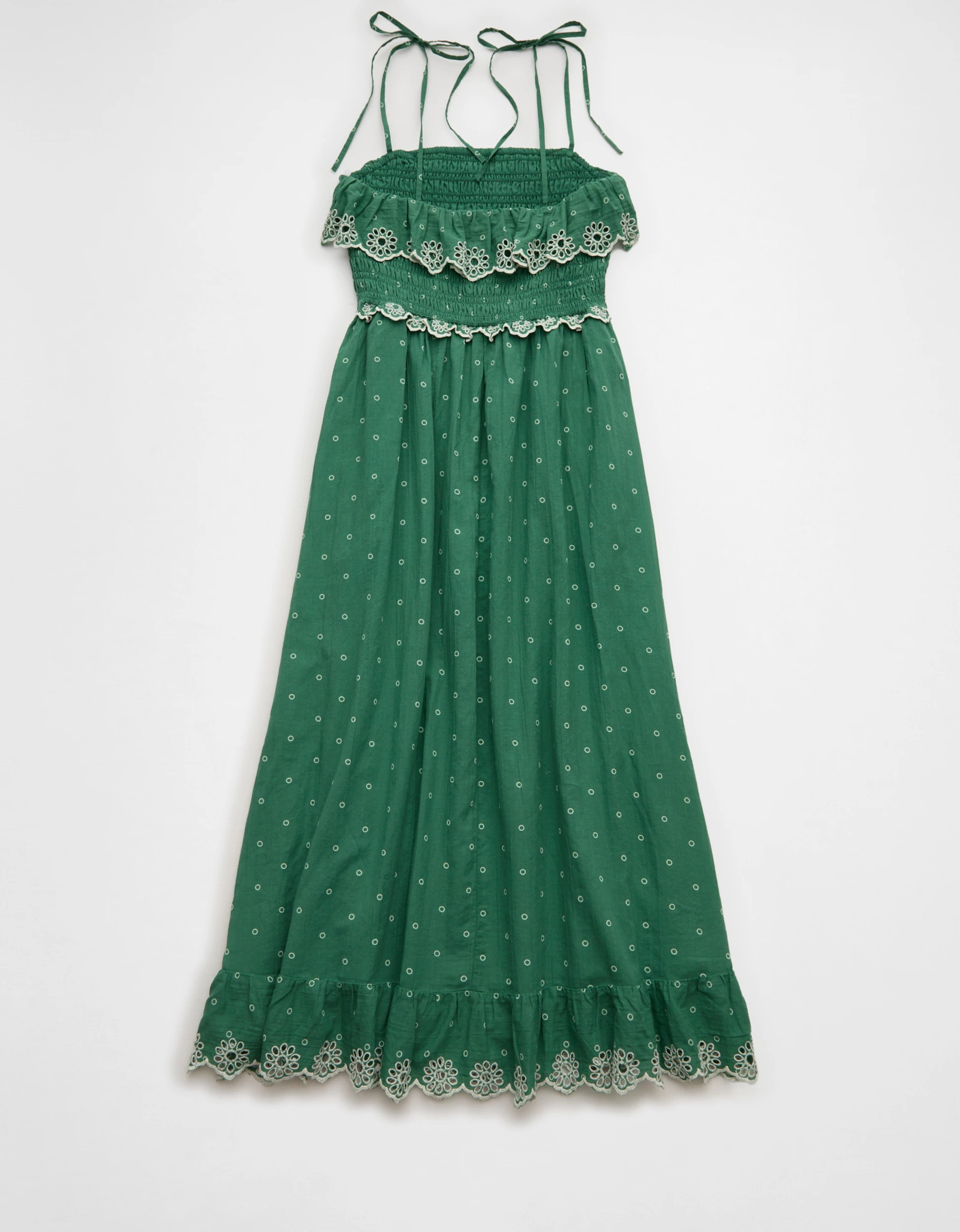 AE Smocked Tie-Strap Midi Dress | American Eagle Outfitters (US & CA)