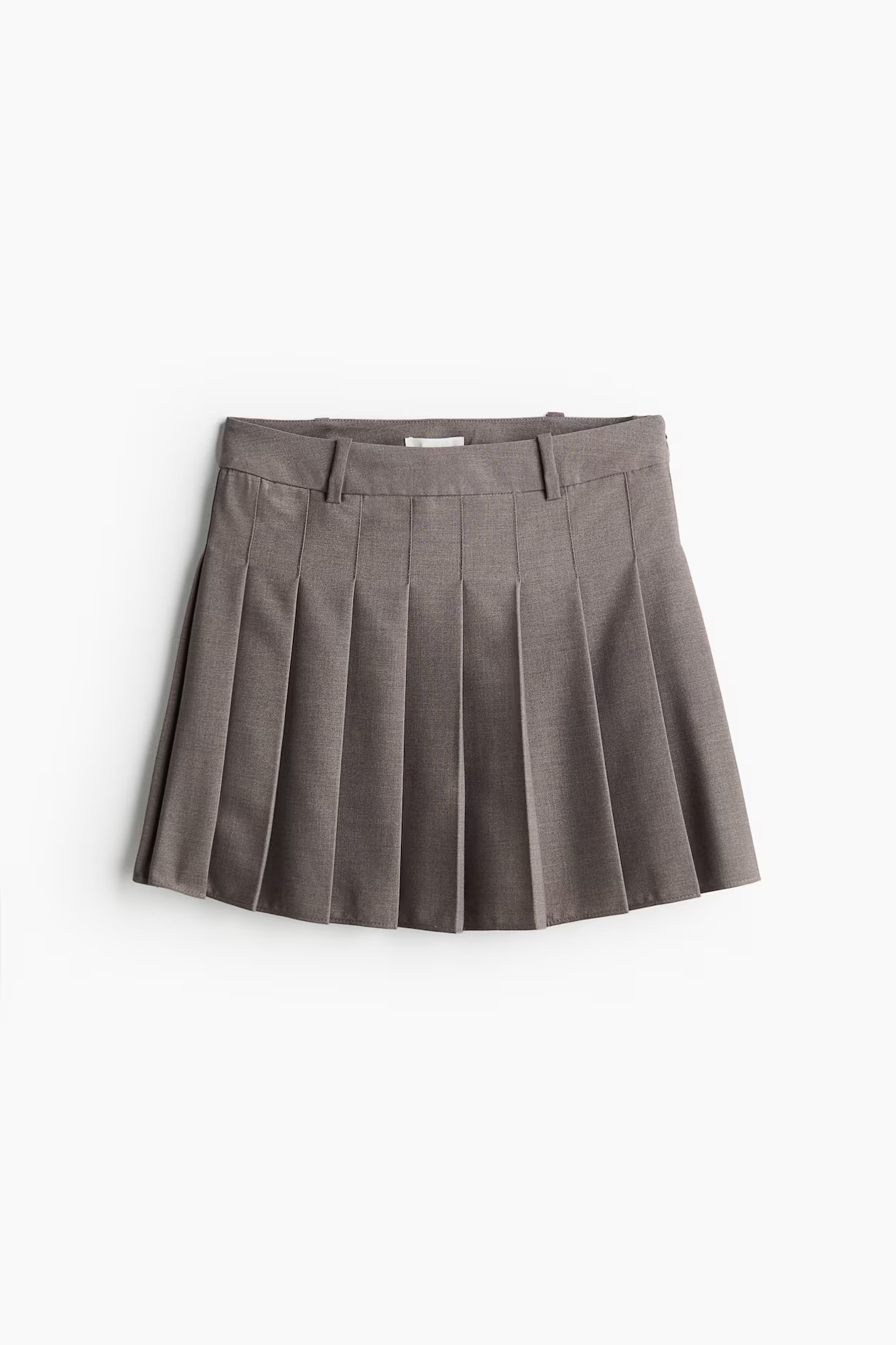 Pleated Mini Skirt - High waist - Short - Gray melange - Ladies | H&M US | H&M (US + CA)