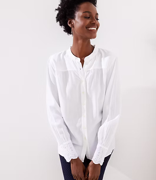 LOFT Eyelet Cuff Blouse | LOFT