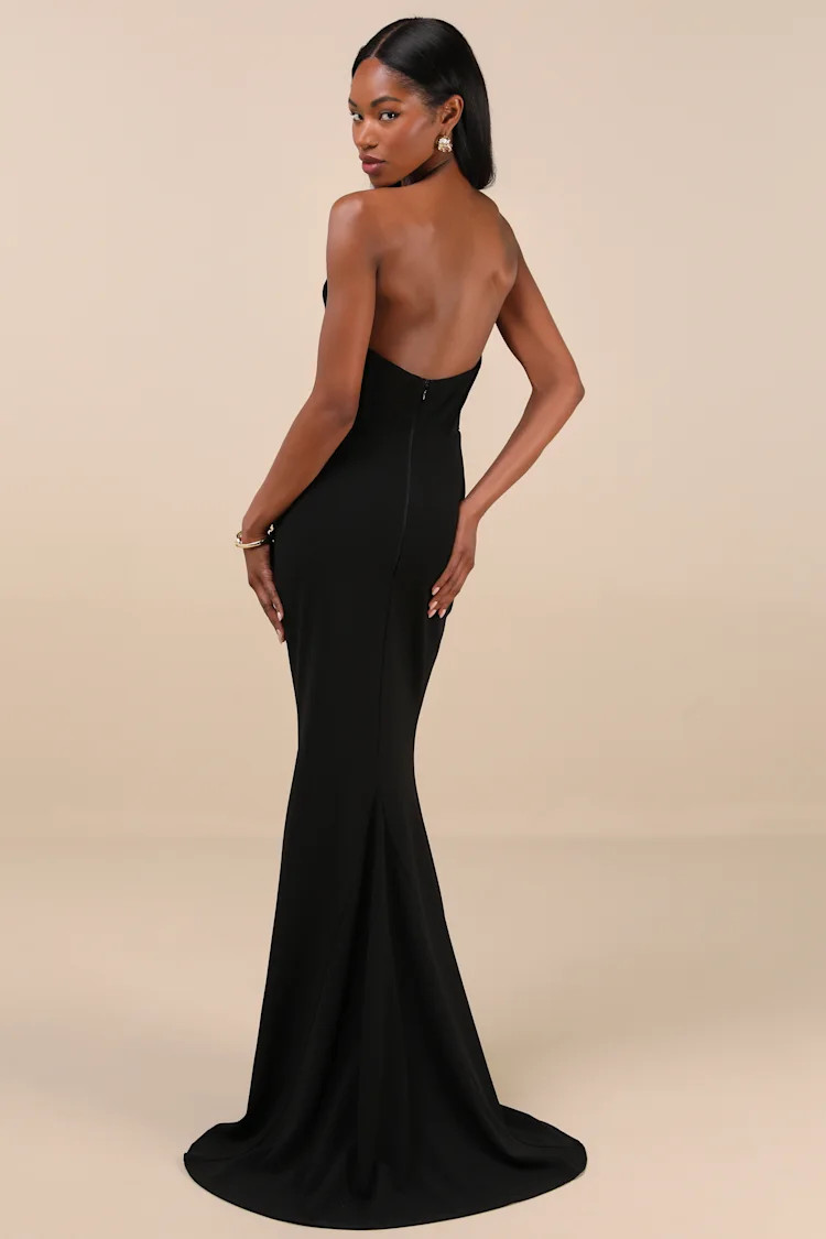 Laney Black Strapless Corset Maxi Dress | Lulus